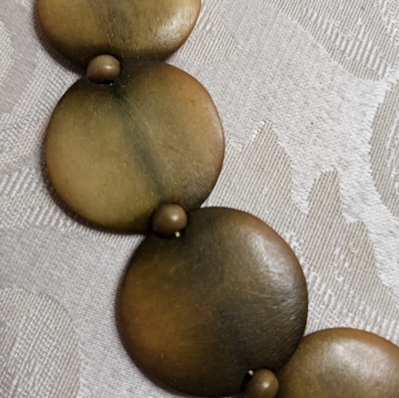 VINTAGE TAGUA NUT DISC NECKLACE NATURAL VEGETABLE IVORY BOHO ARTISAN - Picture 3 of 8